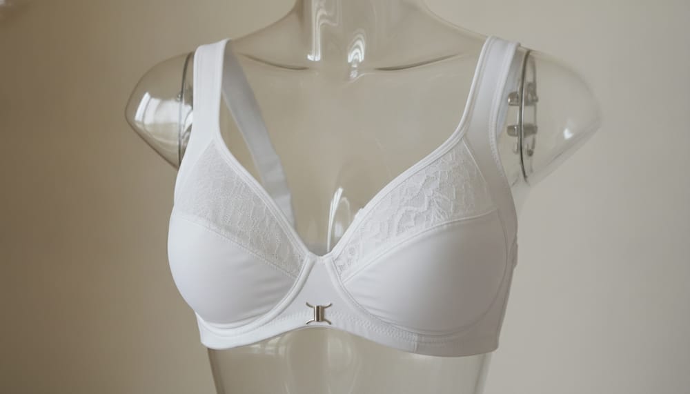 Front-close soft-cup bra on a form