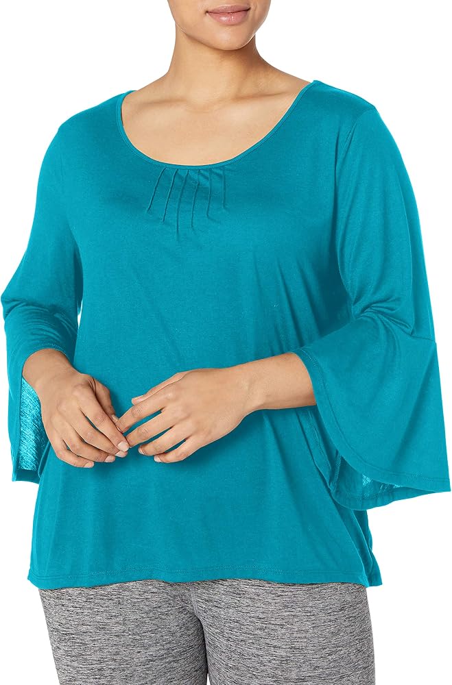 Just My Size Bell-Sleeve Pin-Tuck Top