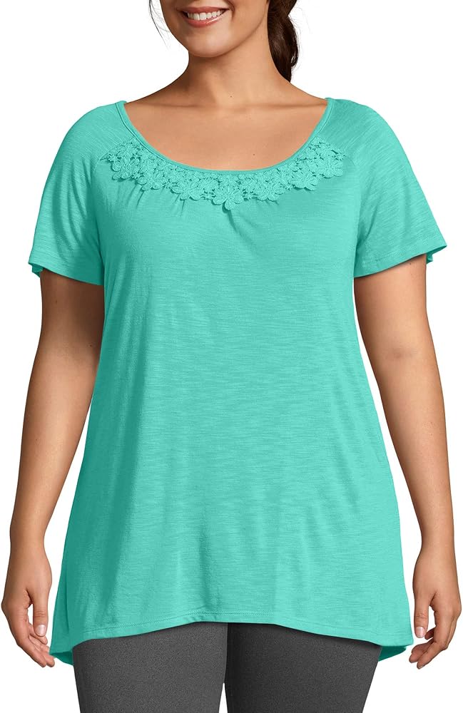 Just My Size Crochet-Trim Slub Tunic