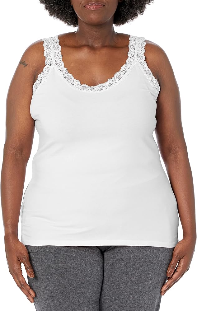Just My Size Lace-Trim Tank
