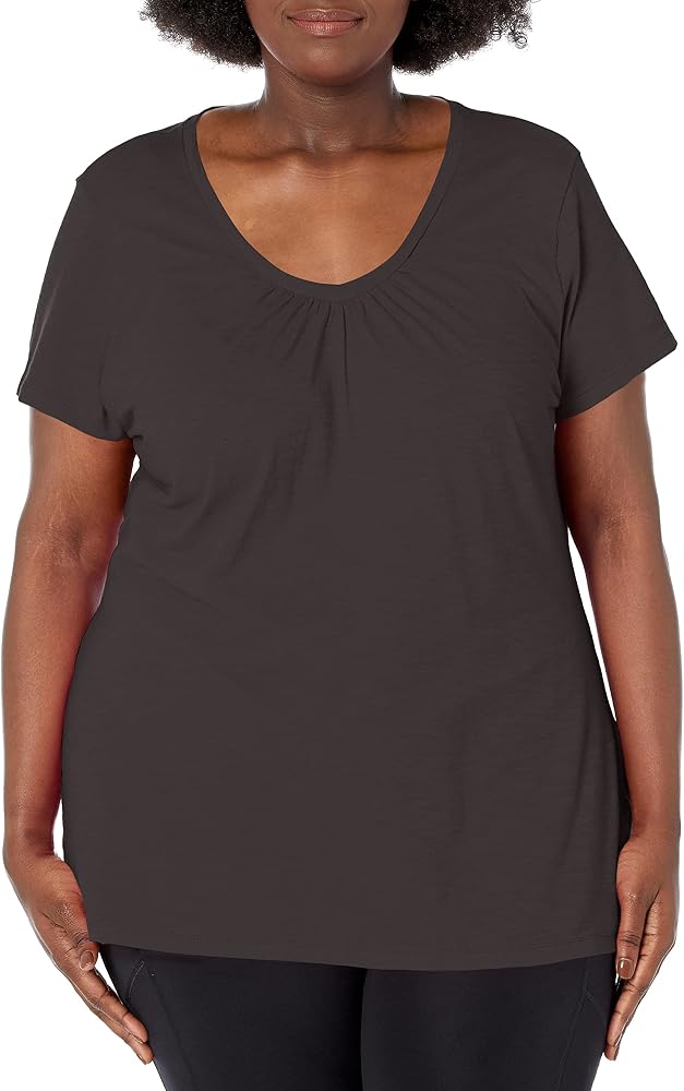 Just My Size Shirred V-Neck Tee